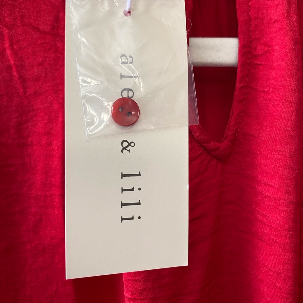Title: Alex & Lili Red Smocked High Neck Blouse – NWT  Size XL - Picture 11 of 12